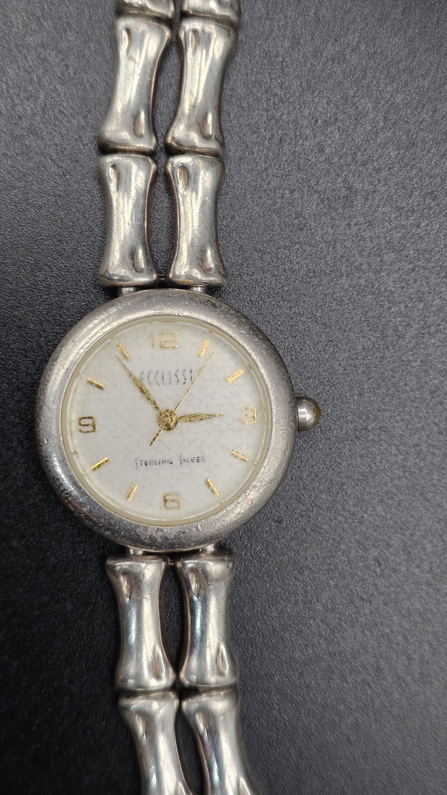Ecclissi 925 Sterling Silver Ladies Skeleton Bone Link Band Watch – WORKING
