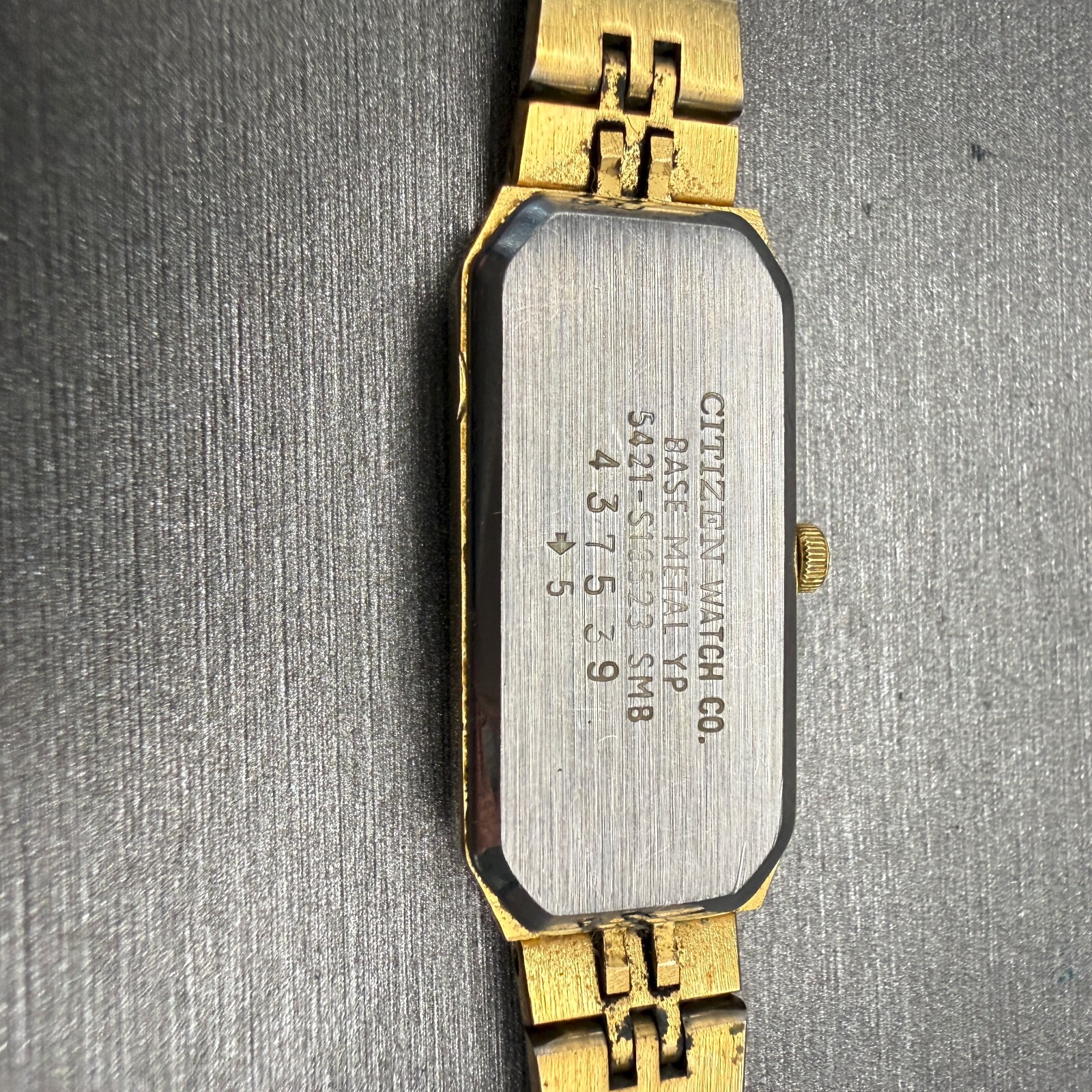Citizen Watch Women 13mm Black Dial Gold Tone Rectangle 5421-S18523 New Battery