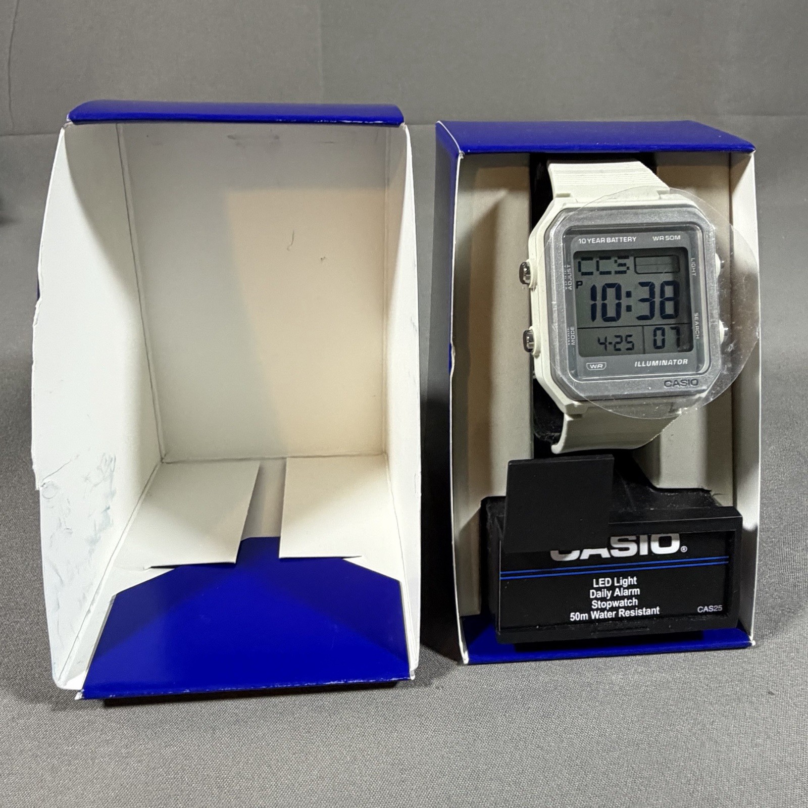 Casio Collection Standard W221H-1AV Ivory 10-year Battery Flash Alert World Time