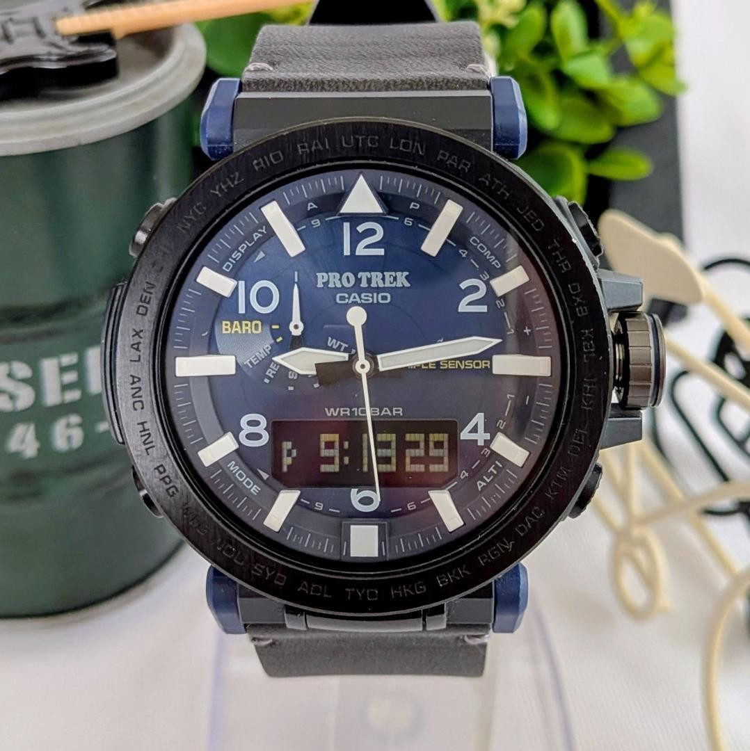 Casio Pro Trek Navy Solar Men’s Watch Tough Japan Nearly New 073768