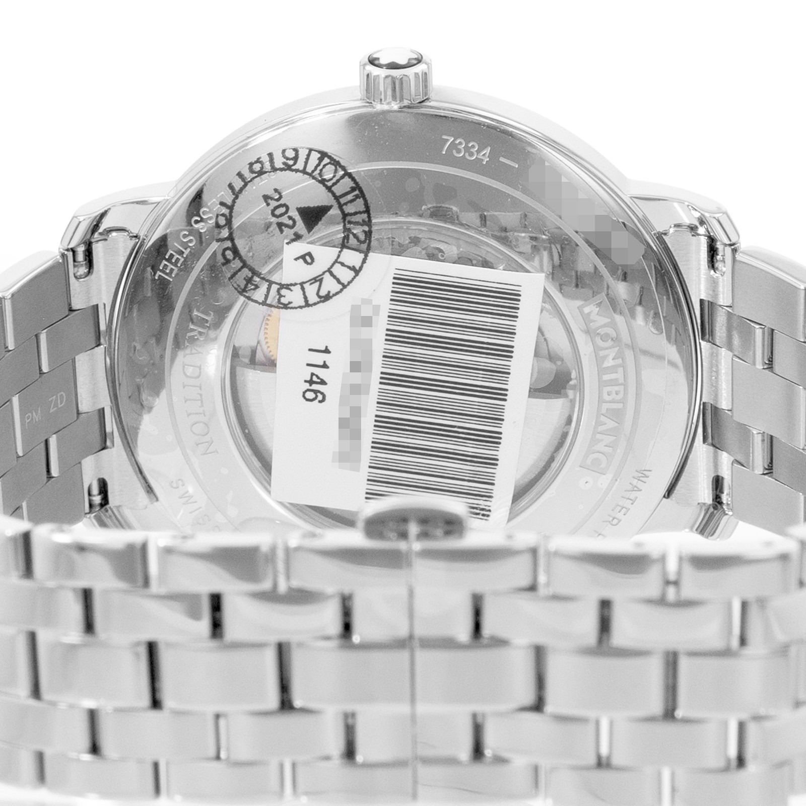 Montblanc Tradition 112610 40mm White Roman Dial Steel Mens Watch Box Card