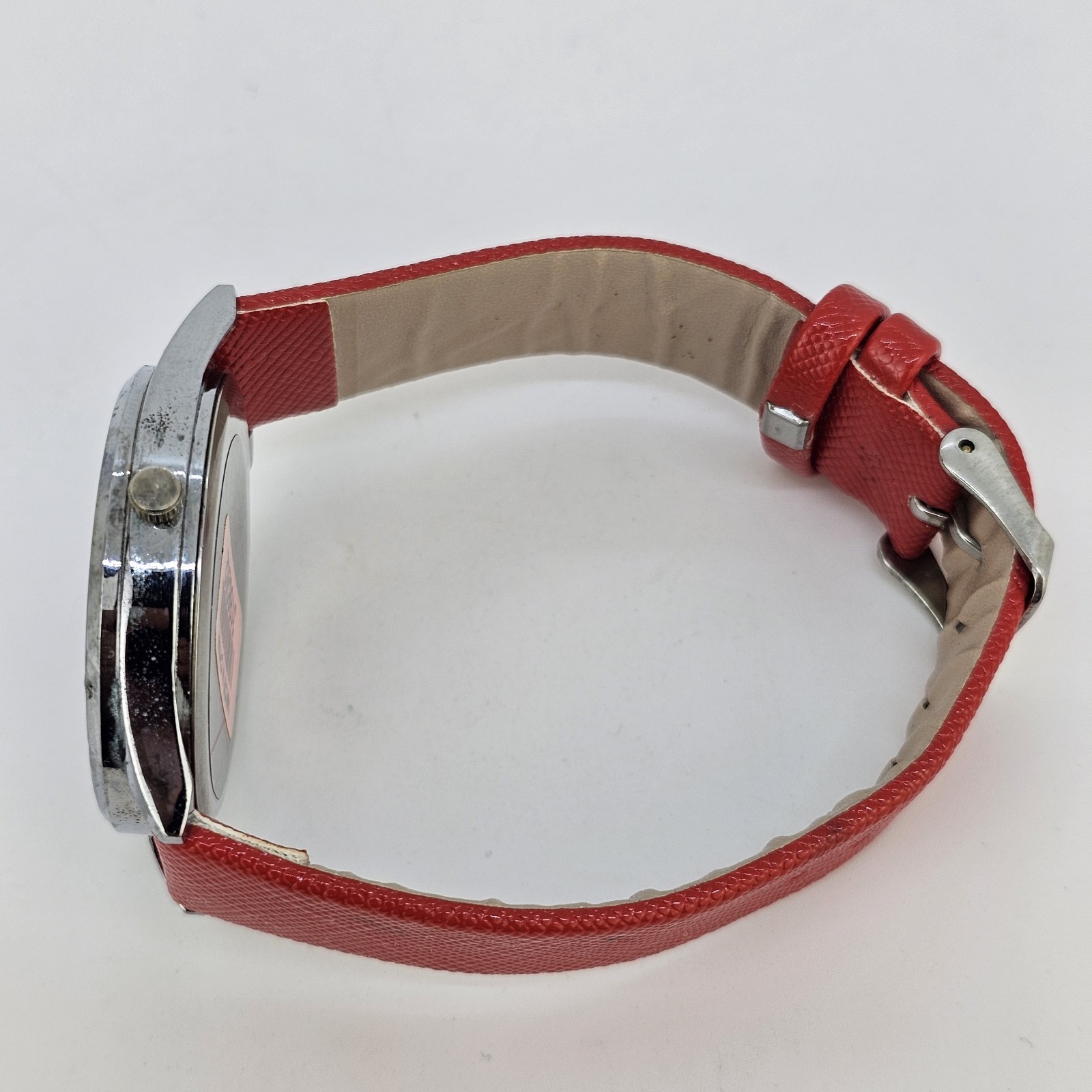 40MM Women’s Watch Red Dial Red Faux Leather Bands New Battery
