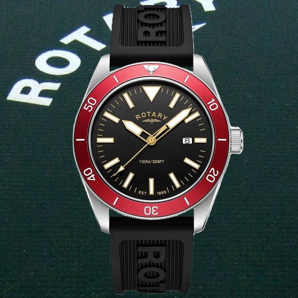 Rotary RGS10007/98 Apex 100 Watch RRP £159.00 Silicone Rubber Strap 2Yr Guar