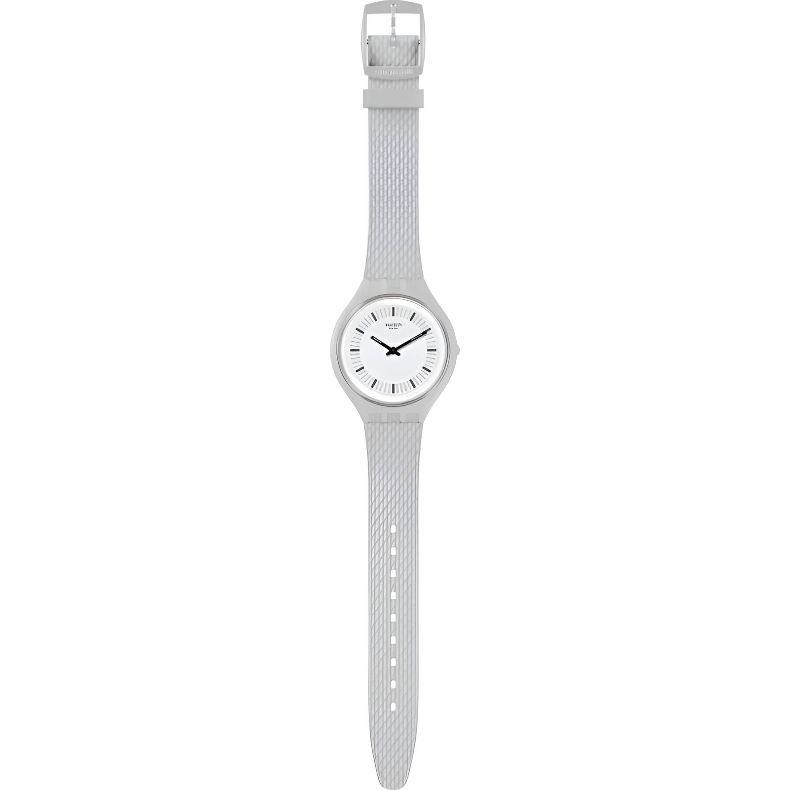Swatch Unisex Watch Skin Skinstructur Grey Dial Silicone Rubber Strap SVUM102