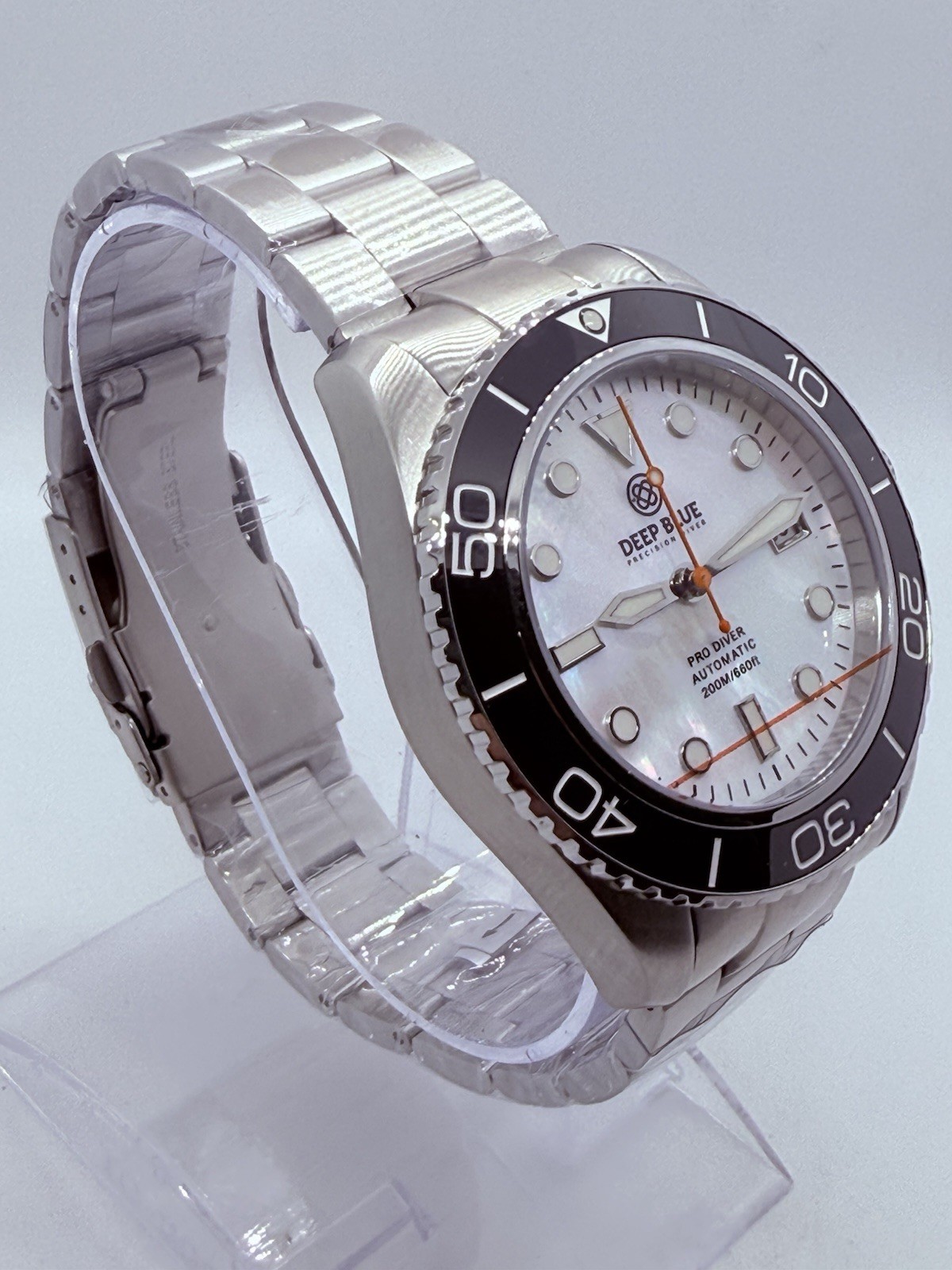 Deep Blue PRO DIVER 200 42.5MM AUTO DIVE WATCH-WHITE MOTHER OF PEARL DIAL-NEW‼️