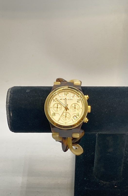 Michael Kors MK-4270 Women’s Watch Gold Tone Tortoise Chronograph Chain Link