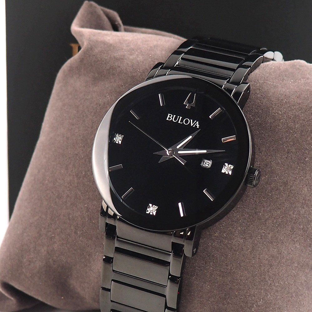 Bulova Futuro 98D144 Diamond Black Stainless Steel Men’s Quartz Watch w/ Box
