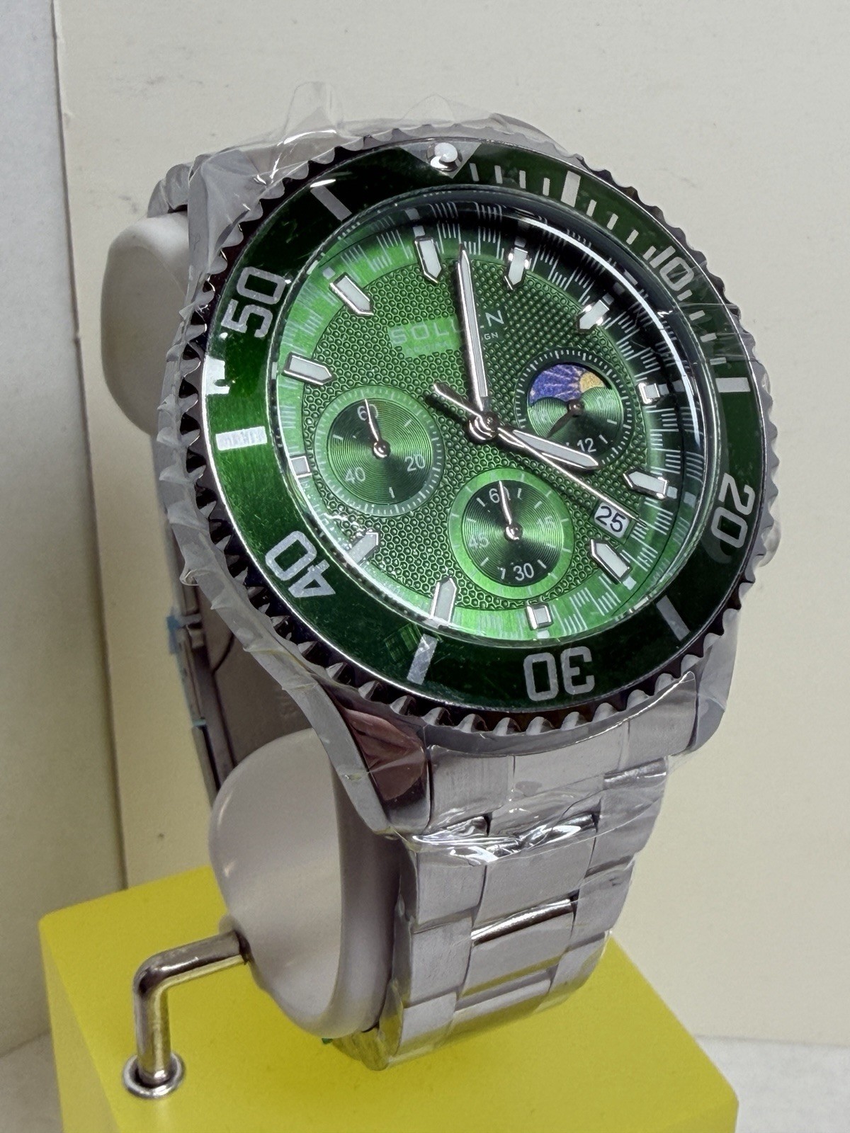 Men’s Sollen Green Chronograph Watch! Analog Quartz, Formal, Classic & SLEEK!!