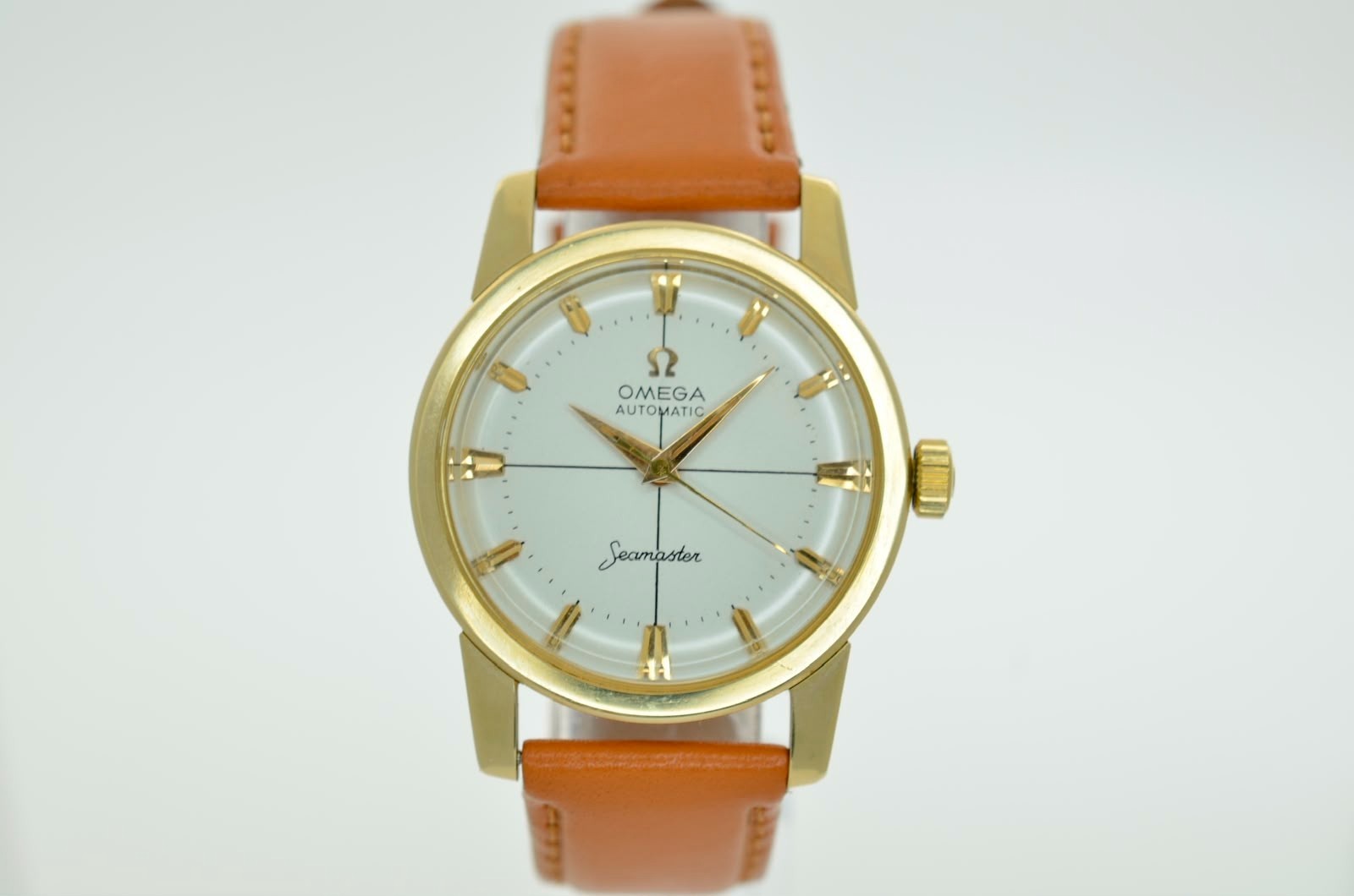 Omega Seamaster Automatic 34mm 2846 vintage white dial 14k yellow gold 1959