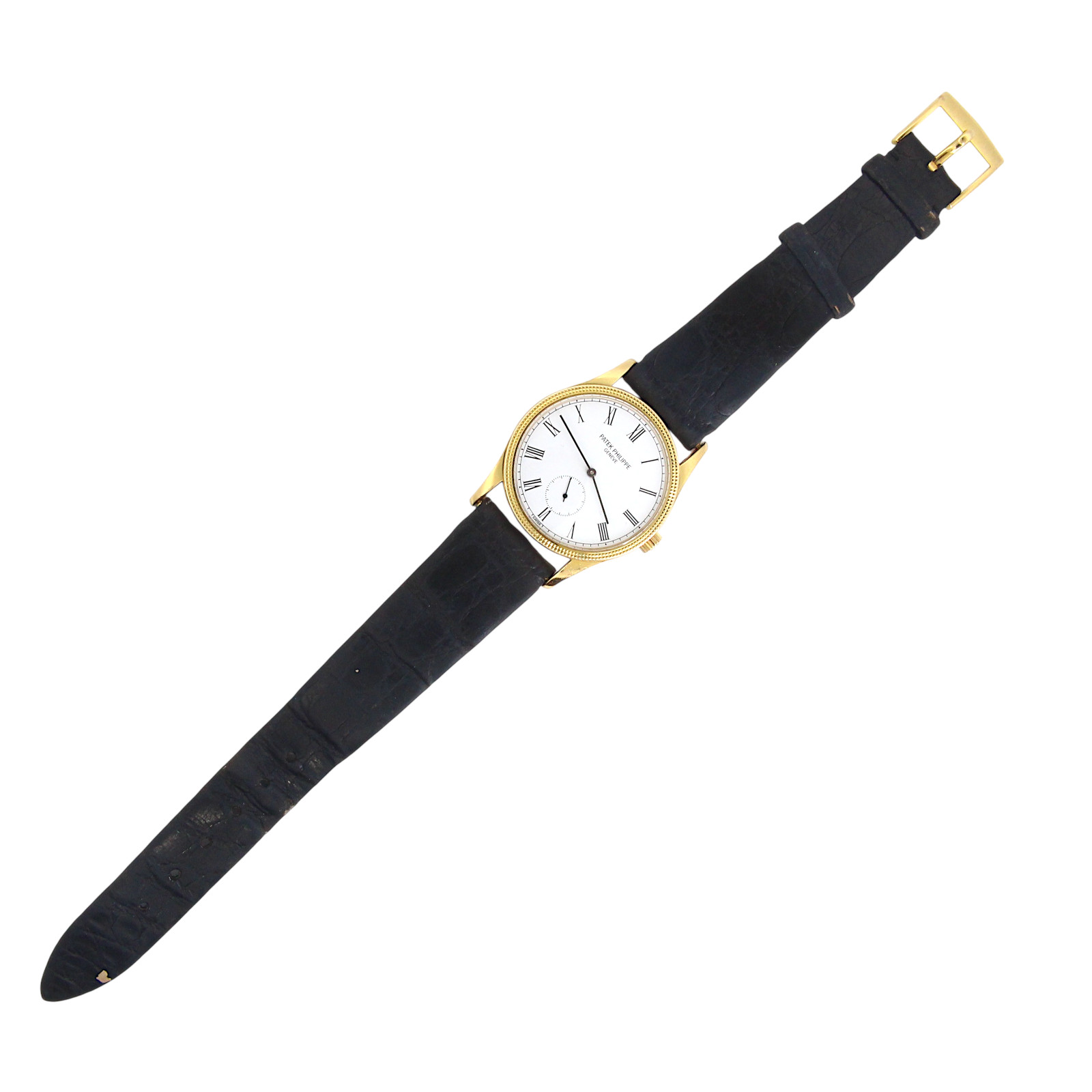 Patek Philippe Calatrava 31mm Clou De Paris Hobnail Bezel Manual Wind 18k Gold