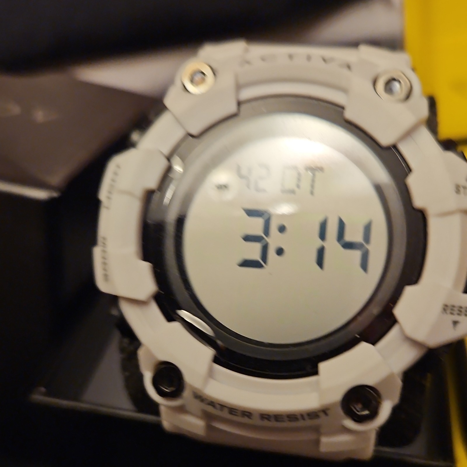 Activa Digital Sport Quartz Watch Water-Resistant White Resin Strap 52mm+