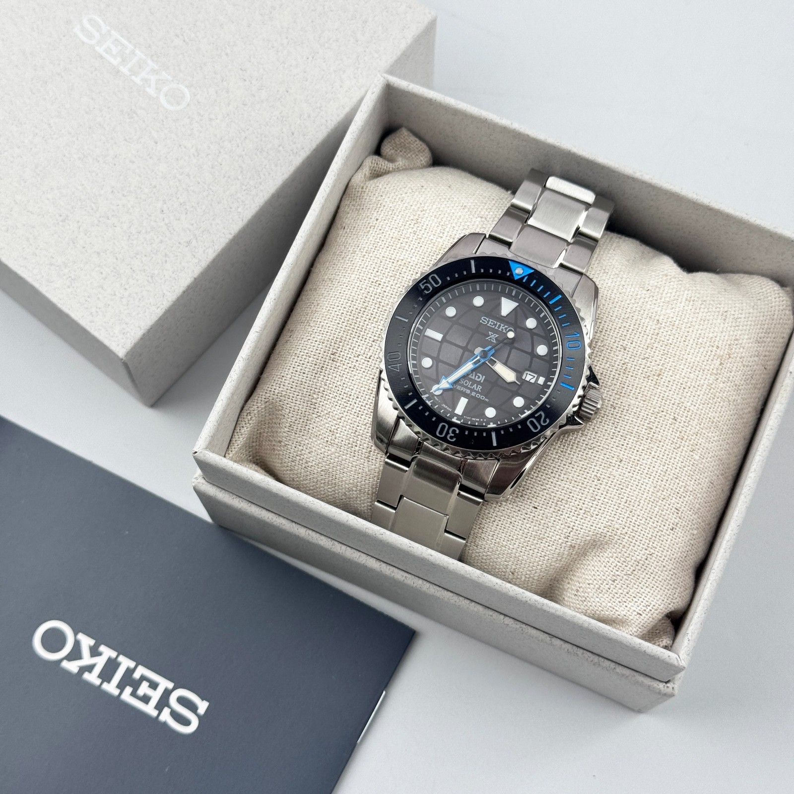 Seiko Men’s Prospex Sea SNE575 Black Dial PADI Edition Solar Diver Watch 38.5mm