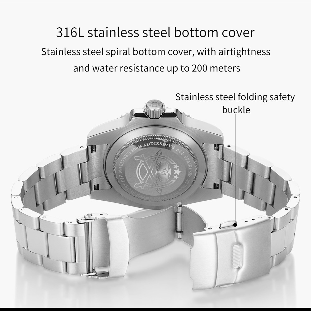 ADDIESDIVE Stainless Steel Watch Men’s Driver Quartz Watch With Hardcase Green
