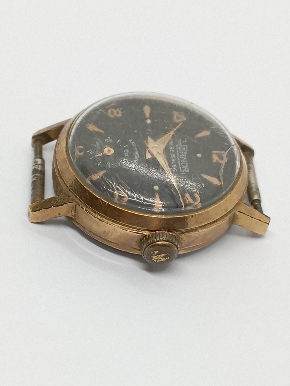 VINTAGE Gold Plated Watch Black Dial Cal. 233 Cupillard HP From 1950 Working
