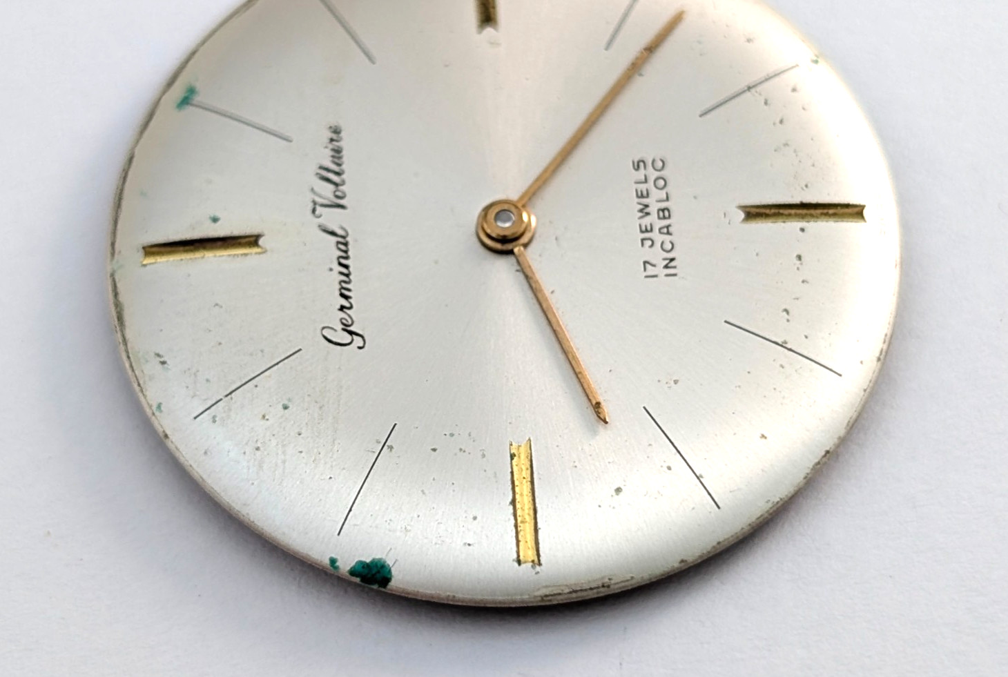 Vintage GERMINAL VOLTAIRE 17 Jewels Men’s 30mm Swiss Watch Movement PARTS REPAIR