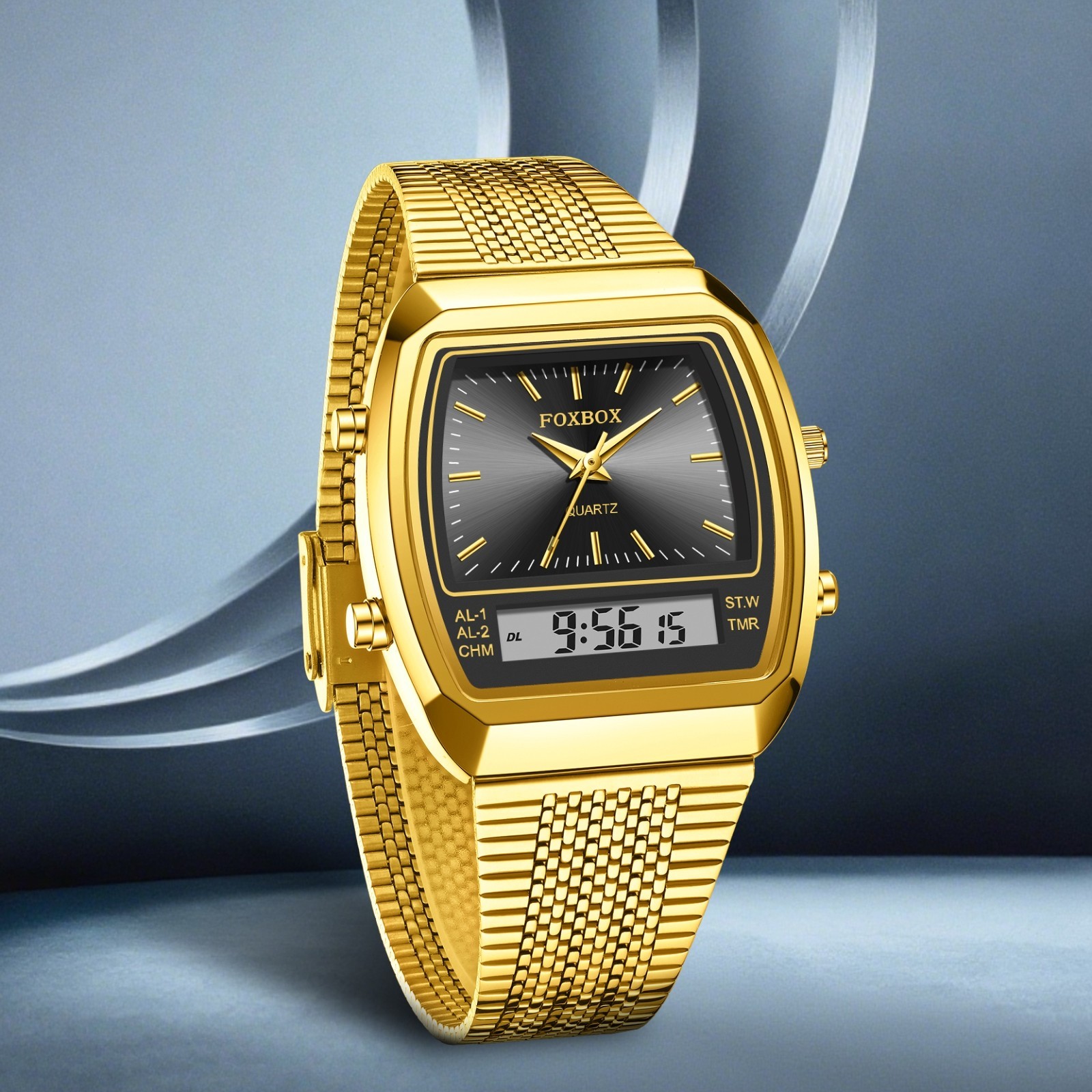 LIGE Men Watch Stainless Steel LED Digital Quartz Business Wristwatch Waterproof