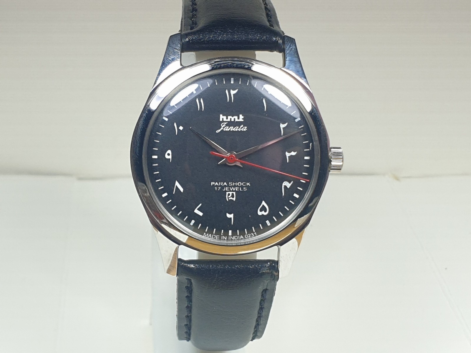 HAND WINDING VINTAGE HMT JANATA BLACK ARABIC DIAL MECHANICAL WATCH FOR MENS
