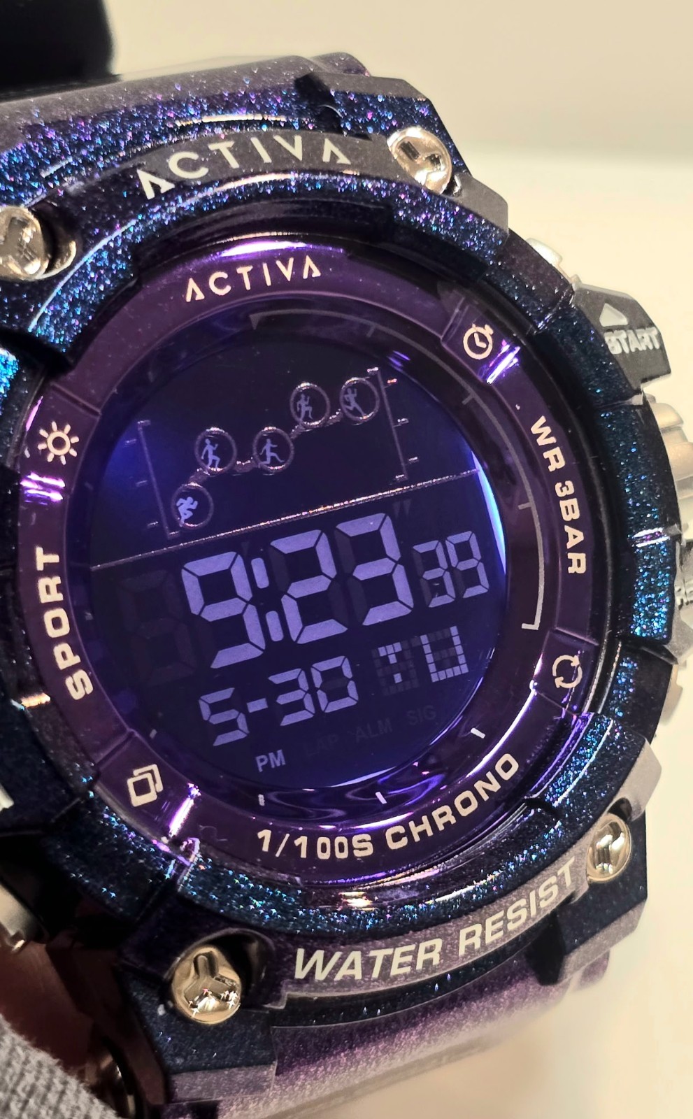 Activa Sport Digital Quartz Chronograph Blue/Purple Resin 30M w/Box