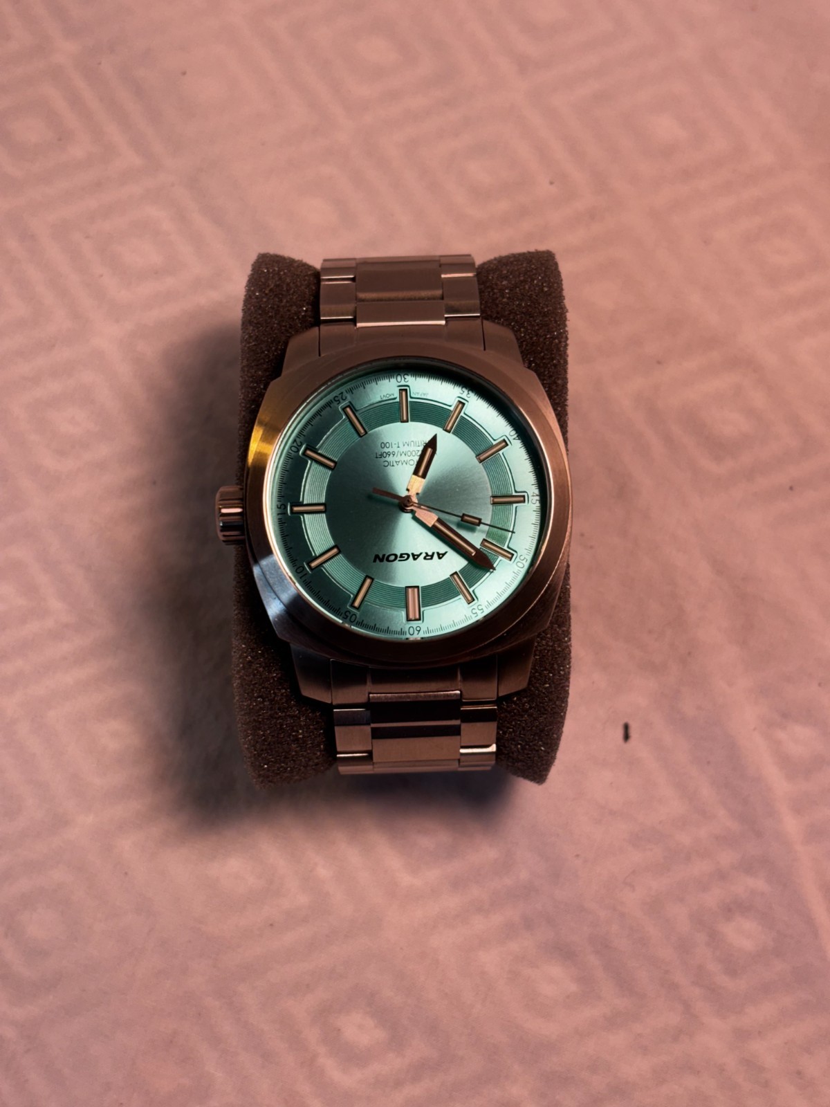 Aragon Parma T-100 Tritium Automatic Watch 200M Mint Aqua Teal Dial
