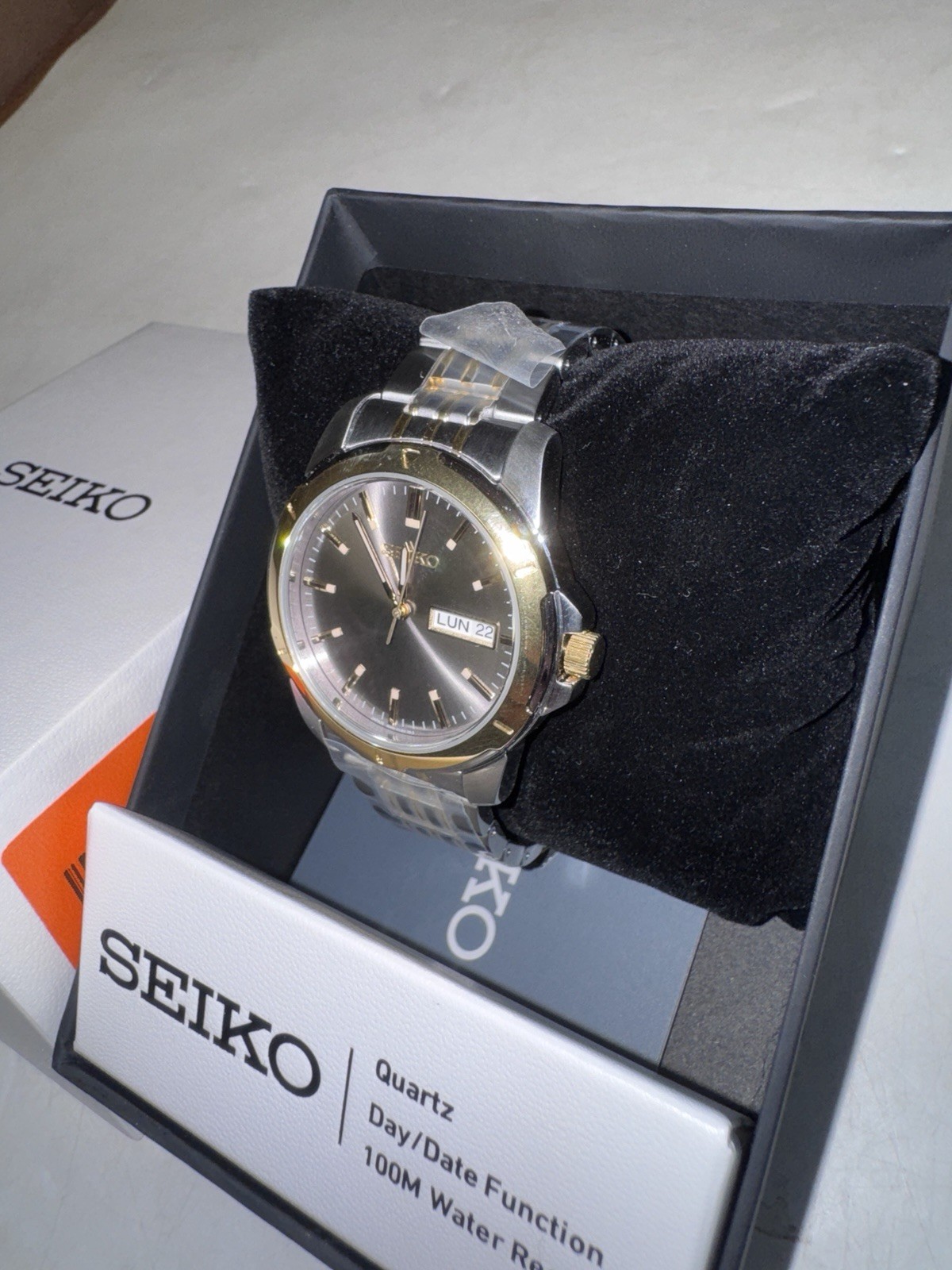 SEIKO SUR356 Essential Collection Gold & Silver Tone Gray Dial Men’s Watch