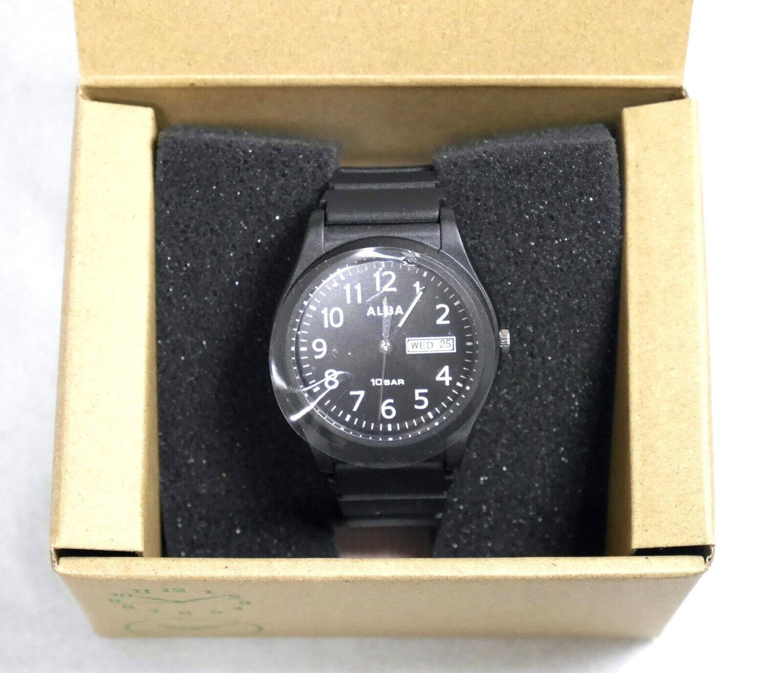 SEIKO ALBA Black DayDate Watch AQPJ411 Quartz Luminous Hands Urethane band New