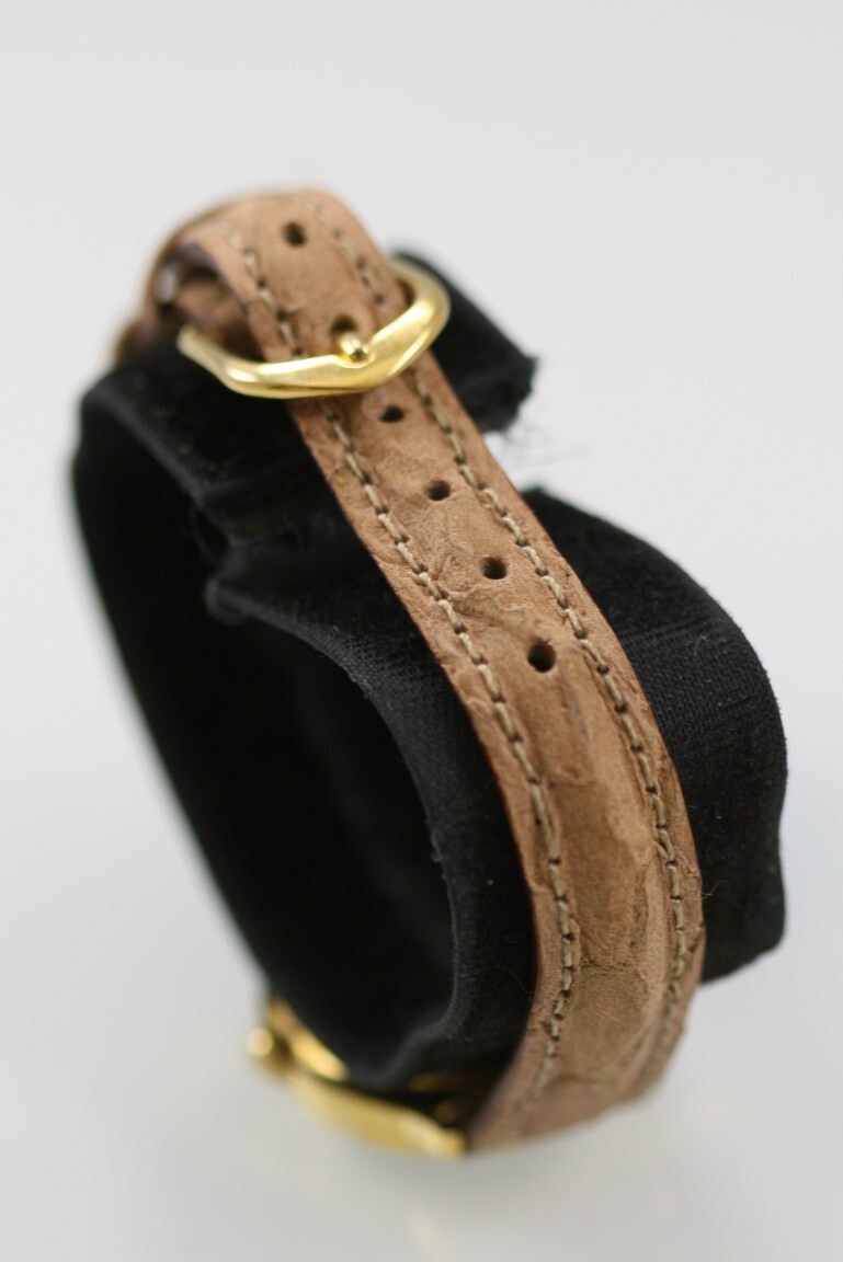 LA Express Women Watch Gold Stainless Steel Tan Leather WR Battery Brown Quartz