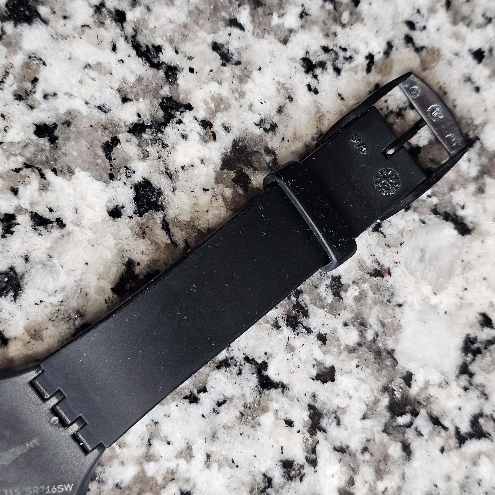Thin Slim Swatch Quartz Black Silicone Rubber Band Watch 37mm