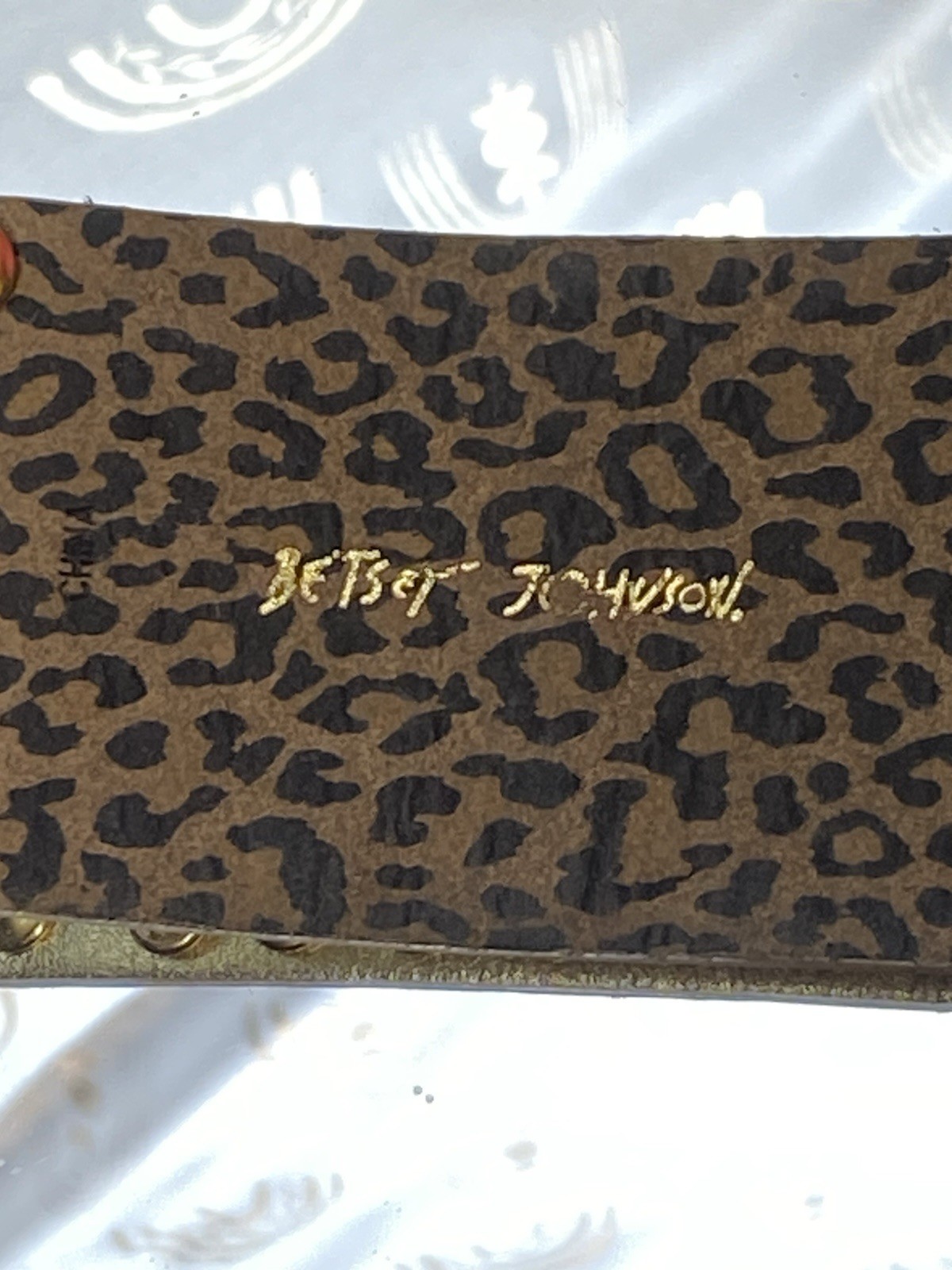 VintageBetsey Johnson Leopard Wrap Leather Cuff Watch Quartz Gold-Tone Roman