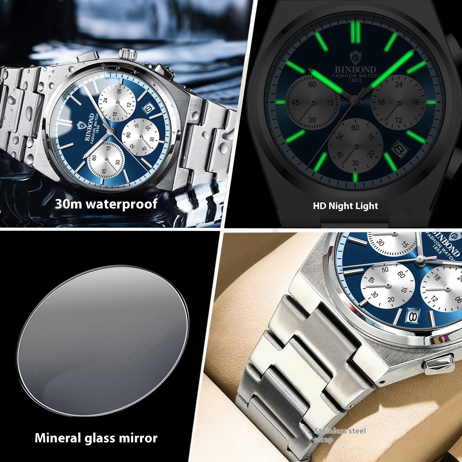 Men’s Fashion Elegant Three Eyes And Six Needles Chronograph Watch
