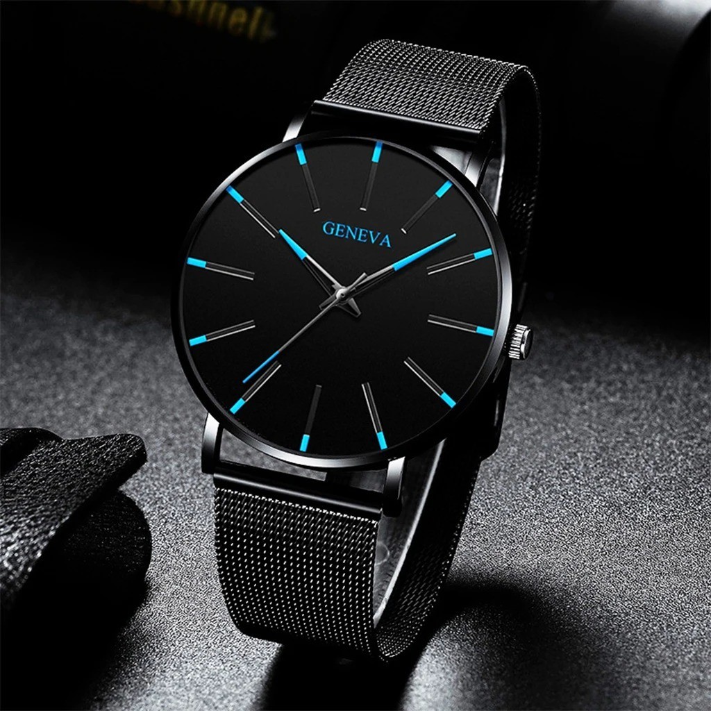 Ultra Thin Men’s Quartz Watch Steel Mesh Band Business Wristwatch Luxury