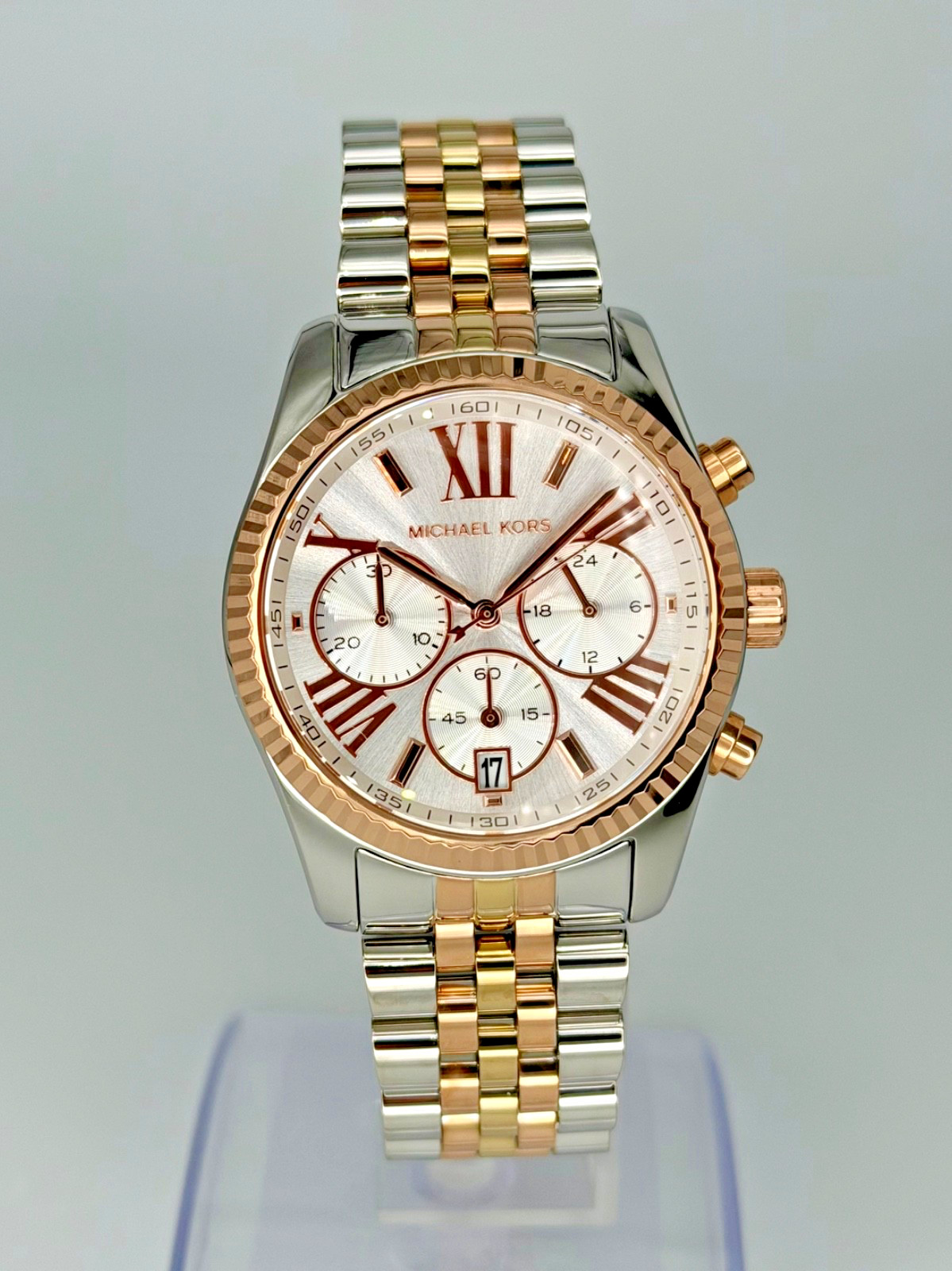 MICHAEL KORS Lexington MK5735 Chronograph Tri-Tone 38mm Silver Dial Wristwatch