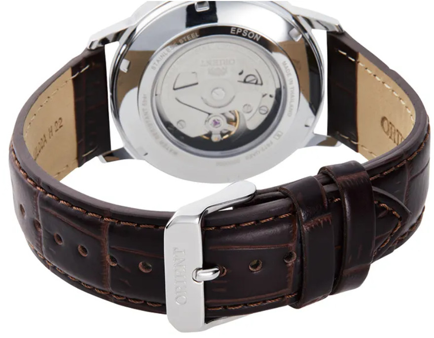 Orient Watch Automatic Watch Men’s An Elegant Silver Watch with a Black Strap