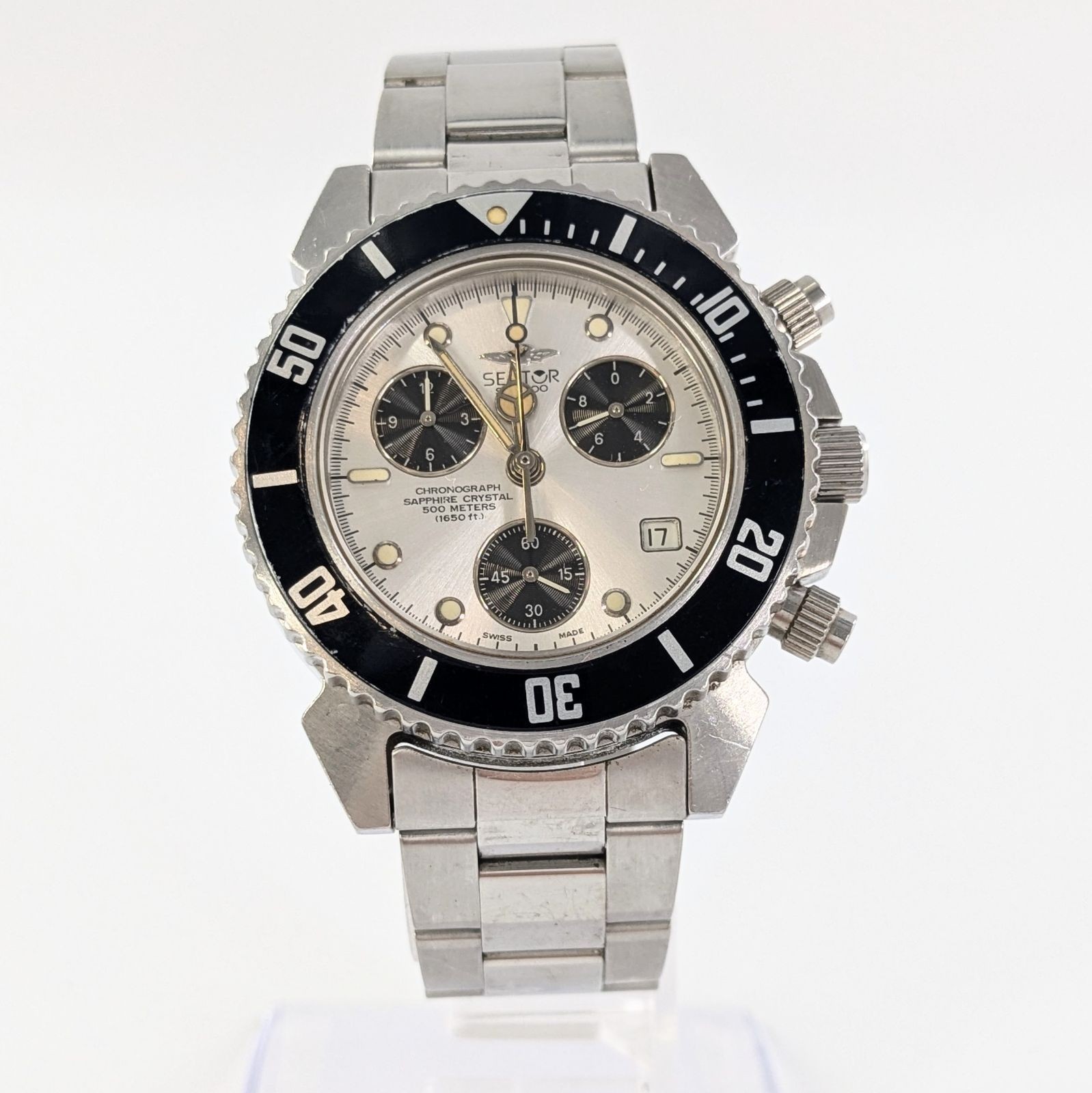 Sector SGE500 Quartz Stainless Steel Silver Dial Men’s Watch Working Date 18cm
