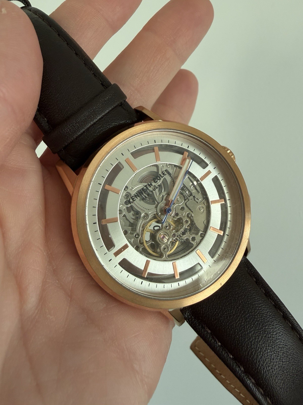 Kenneth Cole New York Men’s Automatic Skeleton Watch – Gold & Leather (10026783)