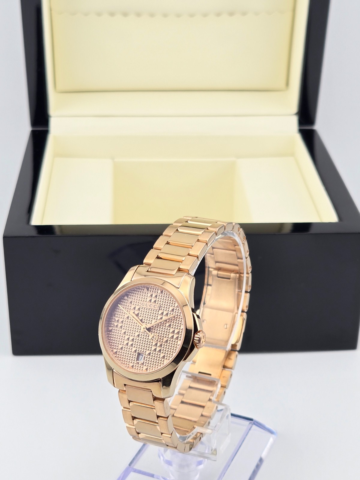 Gucci Women’s G-Timeless Gold Tone Watch Refurbished – YA126567 ($1010 MSRP)