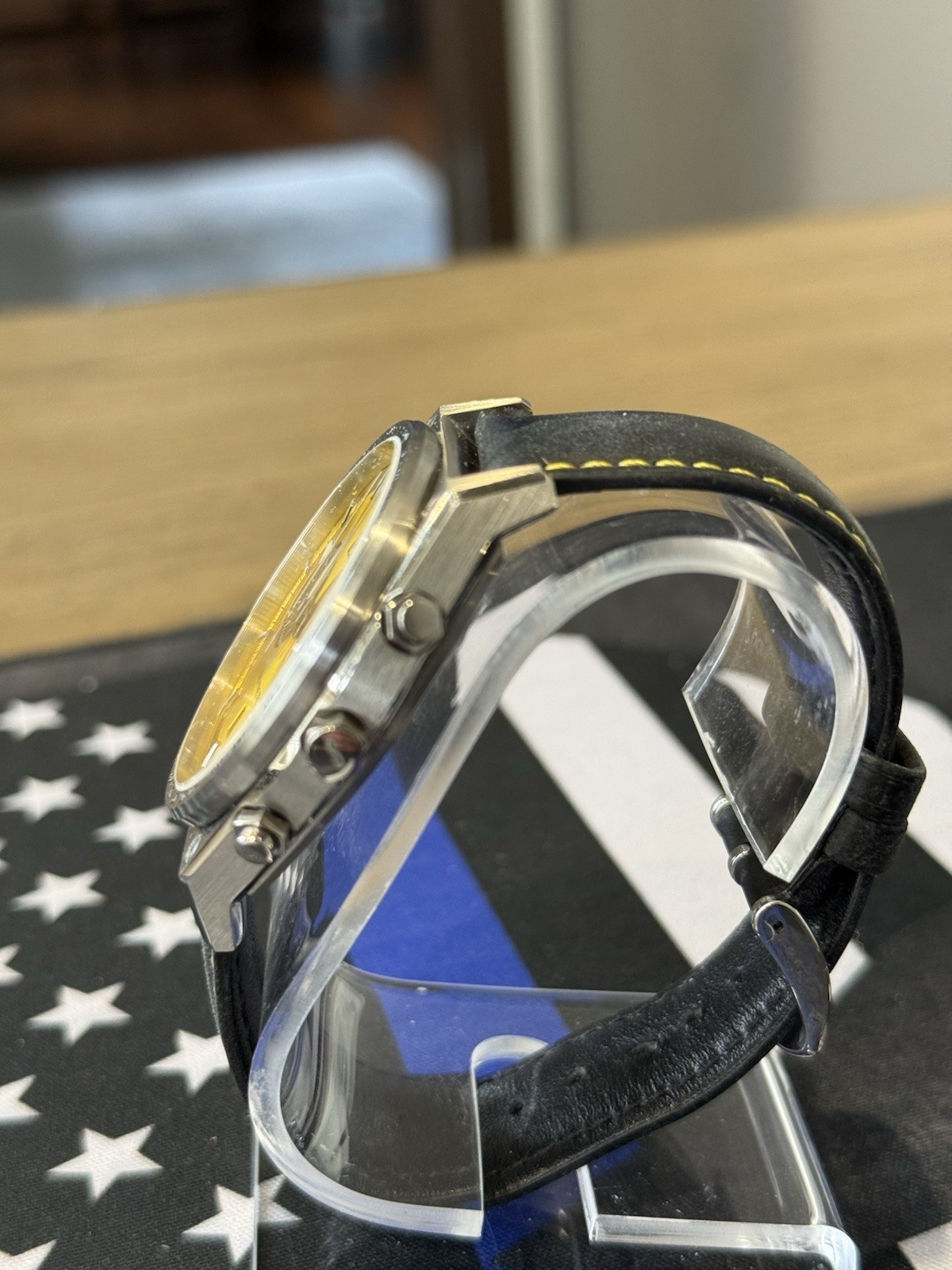 Serket Tachymetre Yellow Chronograph Watch 42.5mm Excellent Condition