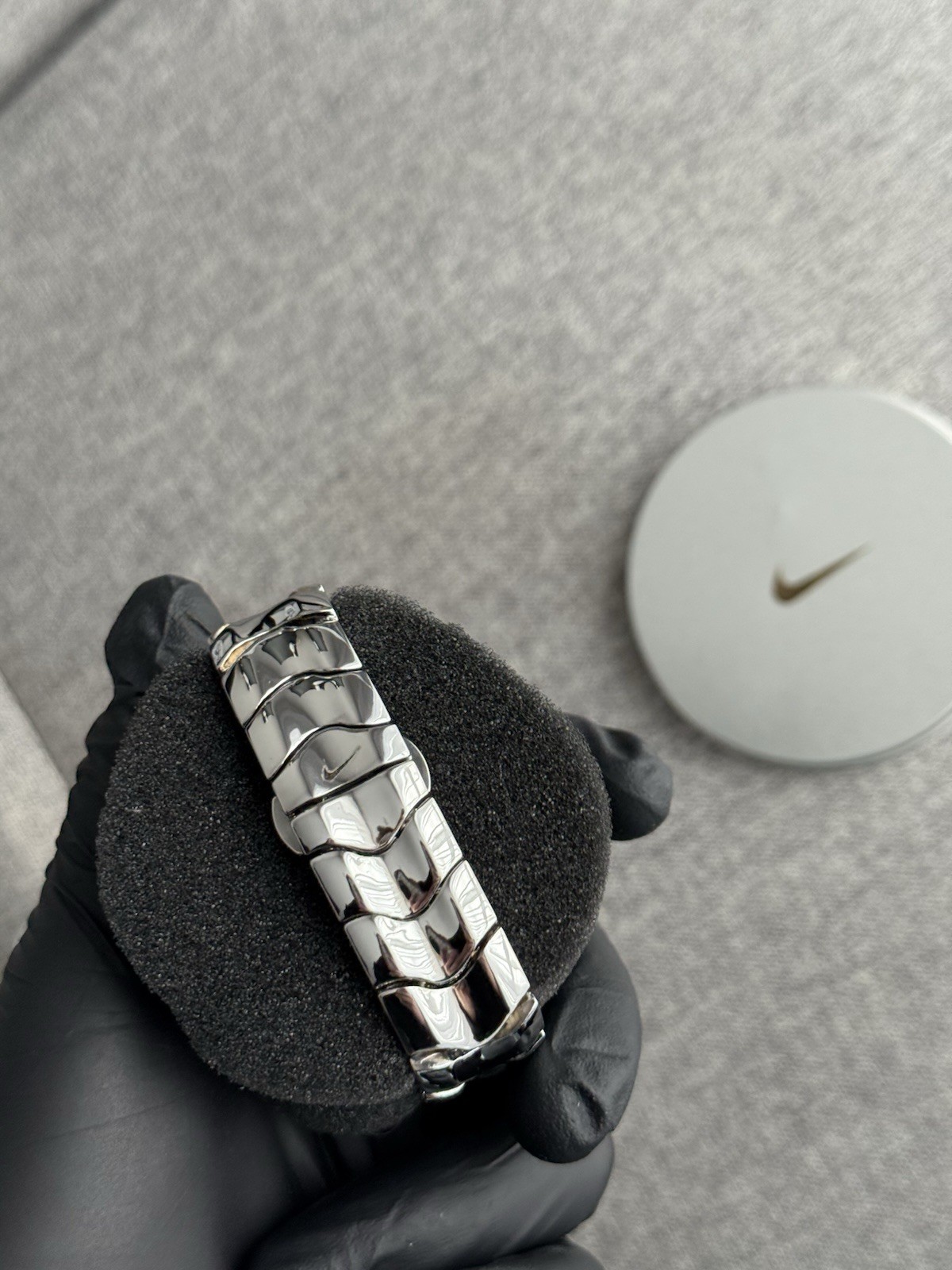 Vintage Nike Triax Metal Steel Watch Hype Y2K Avantgarde Retro Silver Chrome