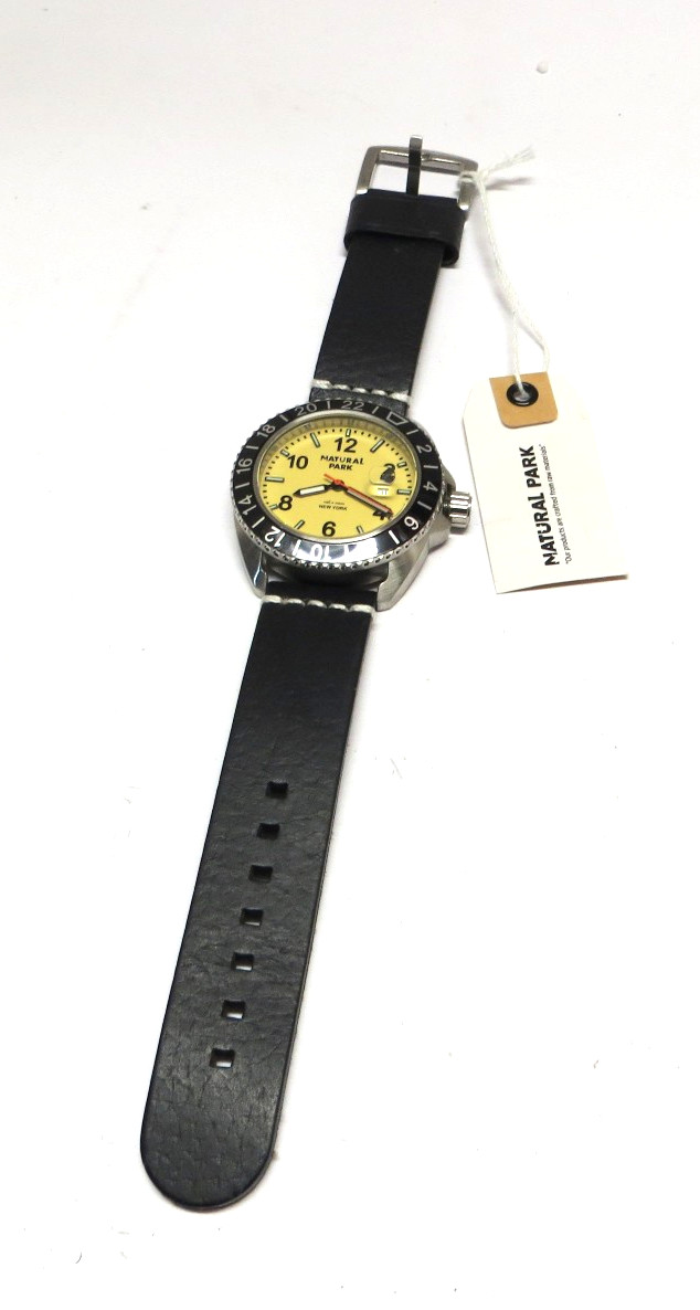 Natural Park Watch Stainless Steel Case Screw-in Crown Ratchet Bezel Date NP1305