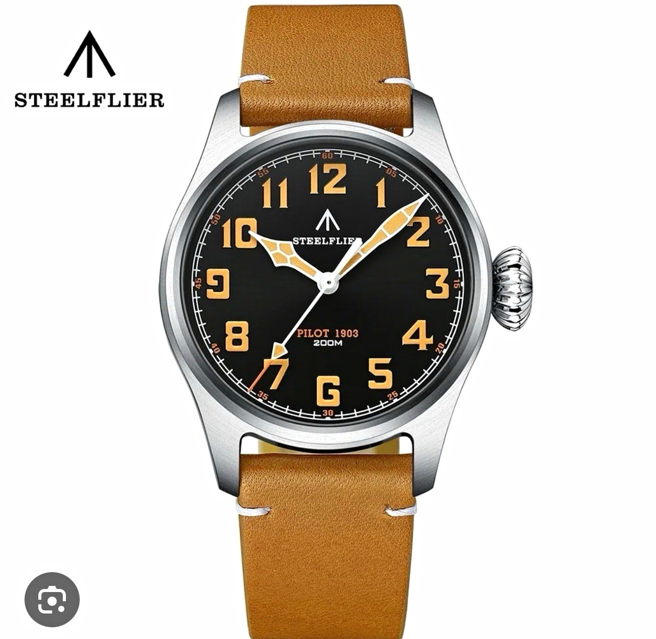 STEELFLIER Pilot 1903 Men’s Automatic 200m Black Dial Brown Leather 39mm
