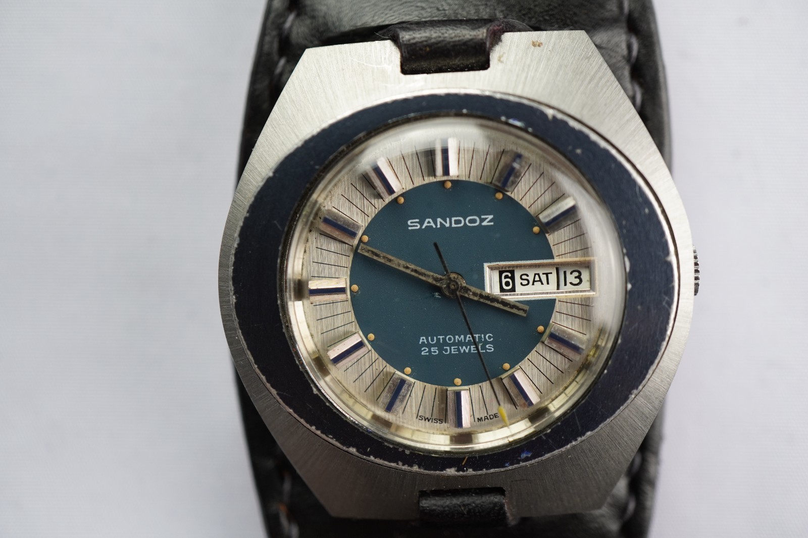 VINTAGE SANDOZ AUTOMATIC 25 JEWELS FHF 908 SWISS WATCH