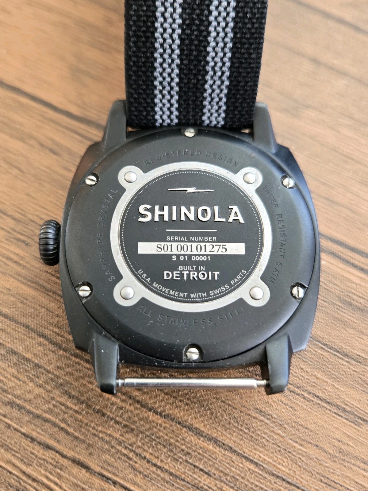 Shinola The Brakeman Black PVD 46mm Quartz Black Dial w One Piece Strap + Rubber