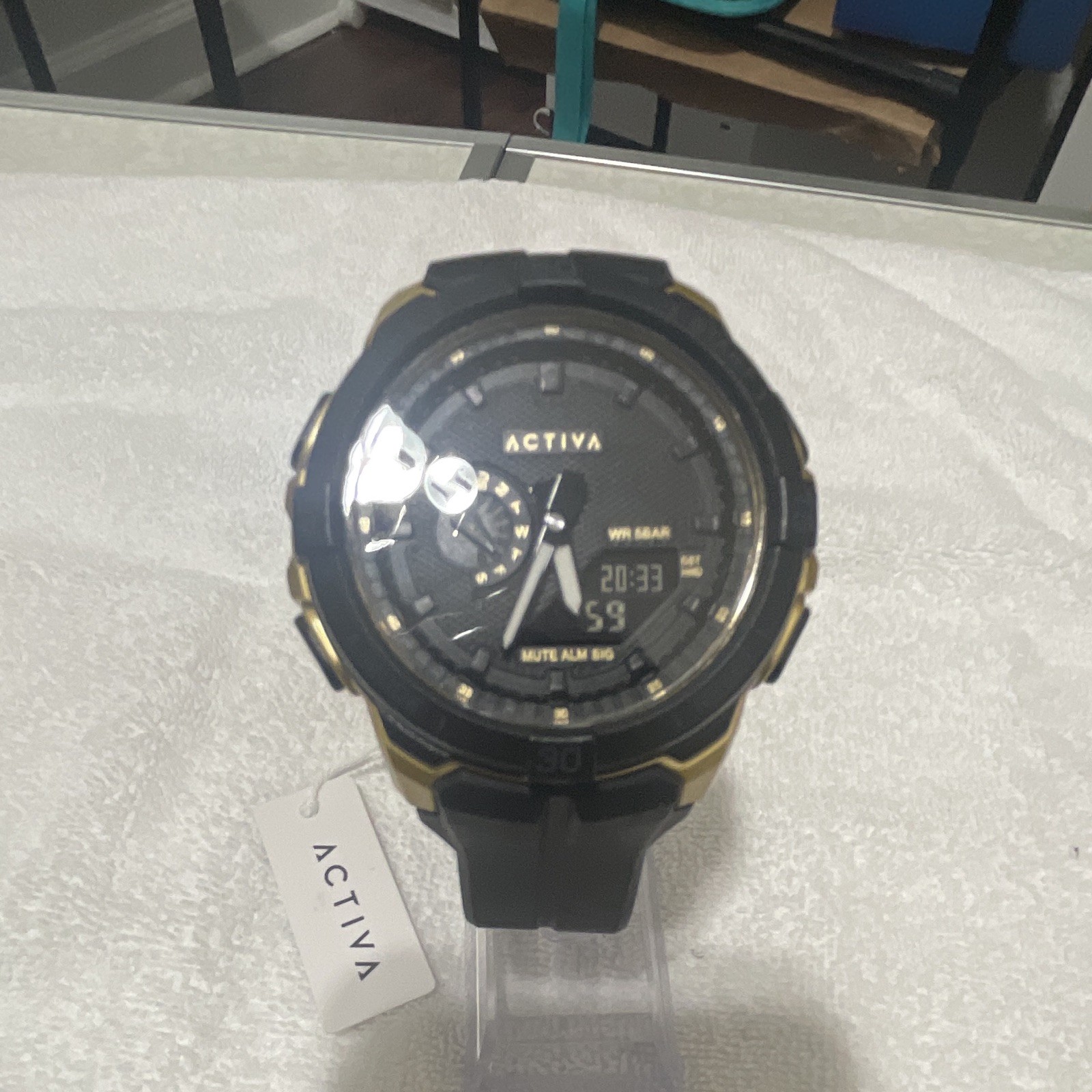 Activa WR Gear Men’s Analog-Digital Quartz 50m Alarm Backlight Black/Gold