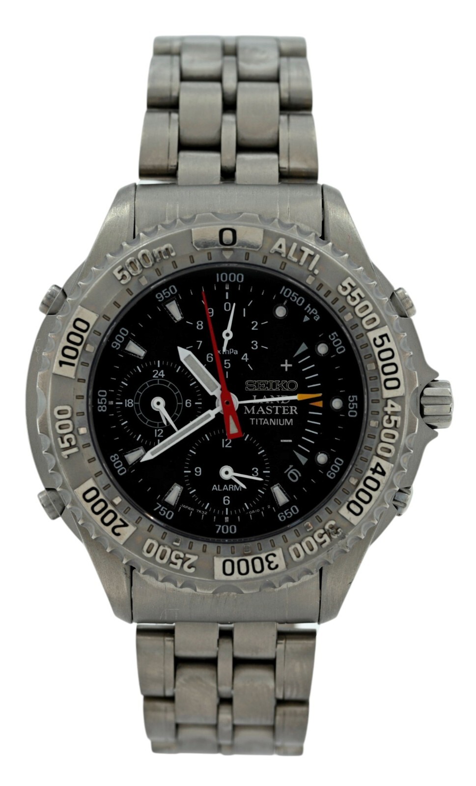 Men’s 41mm Seiko Kinetic Titanium Landmaster SBCN003 Black Dial Watch 7K32-0A10!