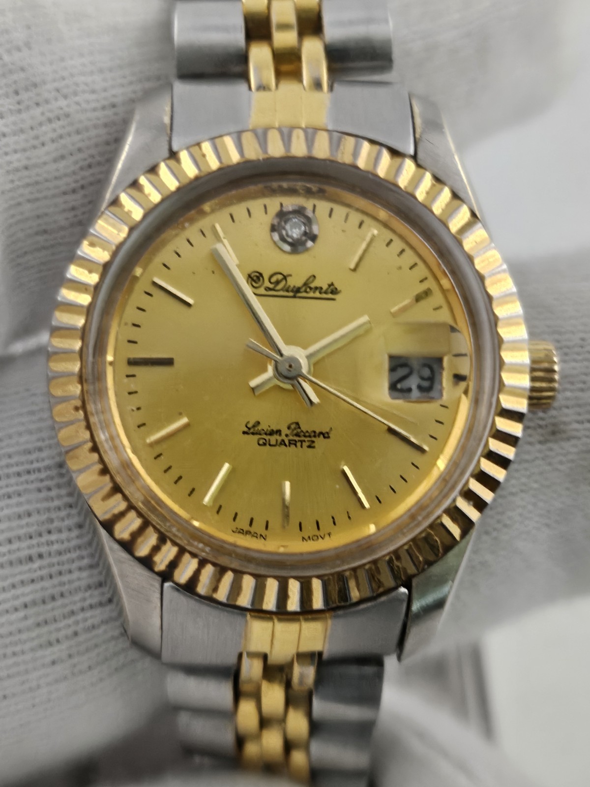 Ladies Lucien Piccard Dufonte Presidential Style Fluted Bezel Quartz Watch Runs