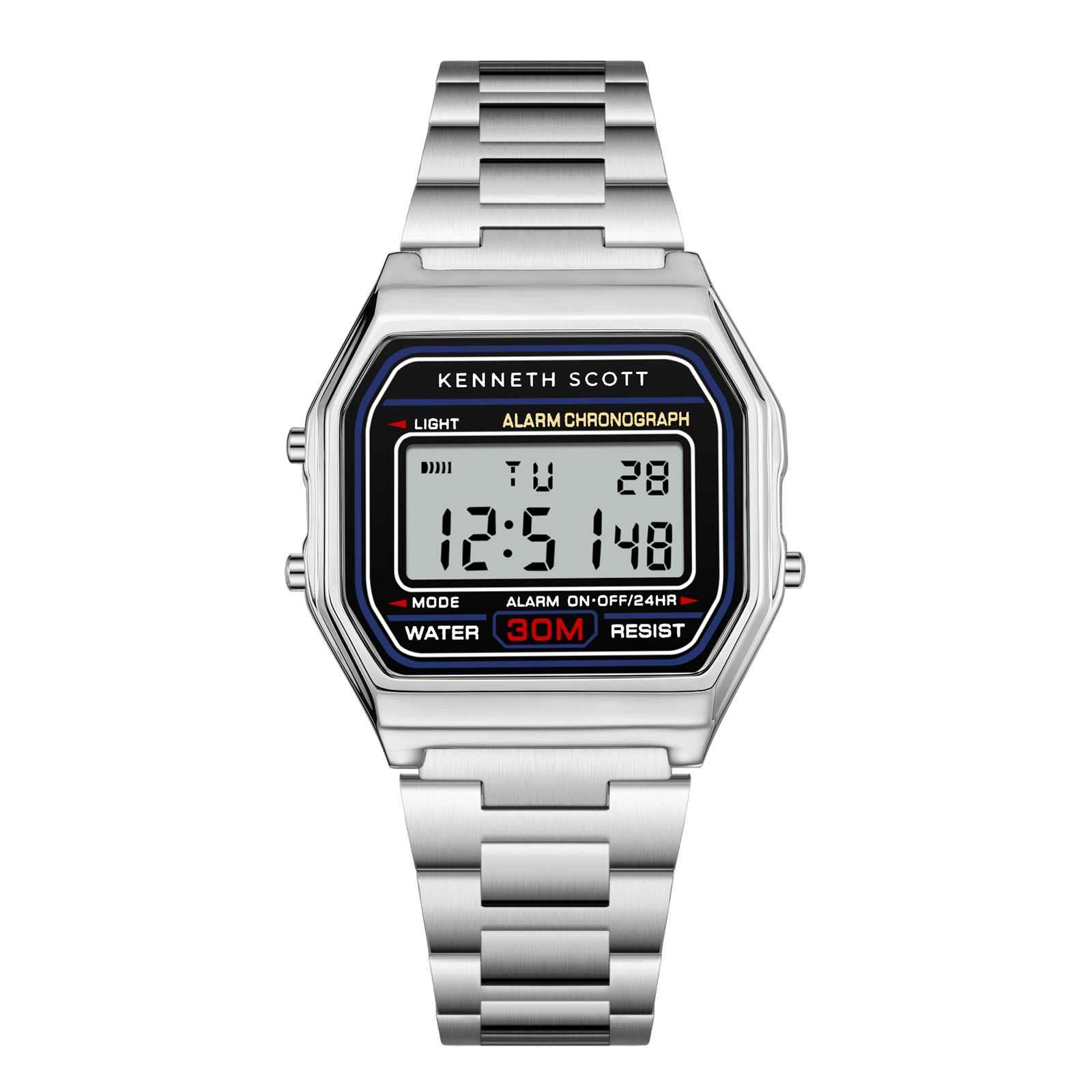 Kenneth Scott Men’s Digital Watch | Black Dial, 33mm, 30 m (3 ATM)