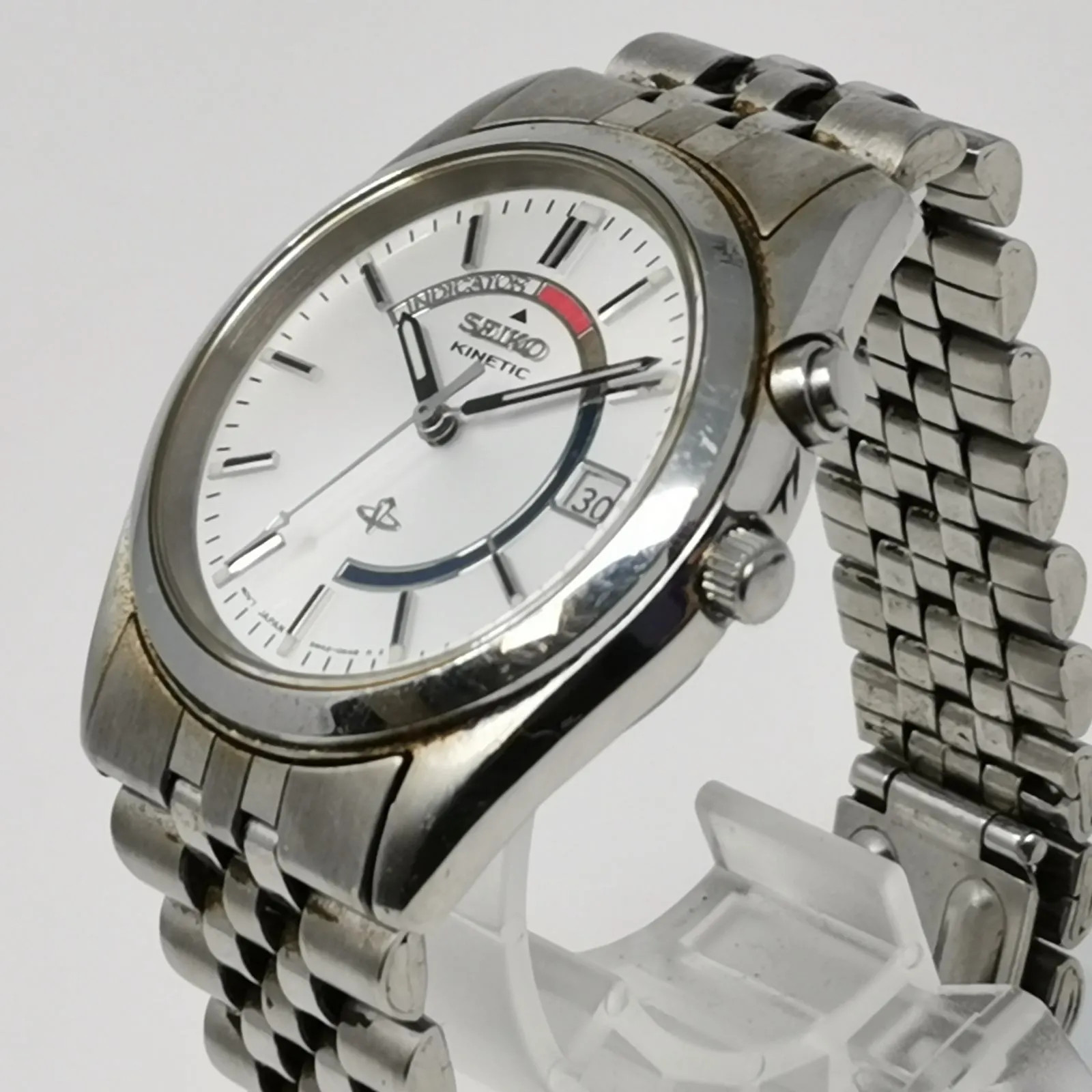 SEIKO Kinetic watch 5M42-0A30, stainless steel, automatic winding, working condi