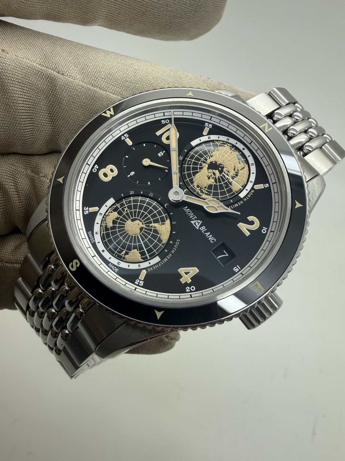 Montblanc 1858 Geosphere Black Dial 42mm Steel Automatic Watch 125872 w/ Box
