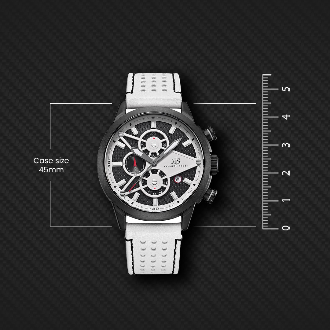 Kenneth Scott Men’s Chronograph Watch | Black Dial, 45mm, 30 m (3 ATM)