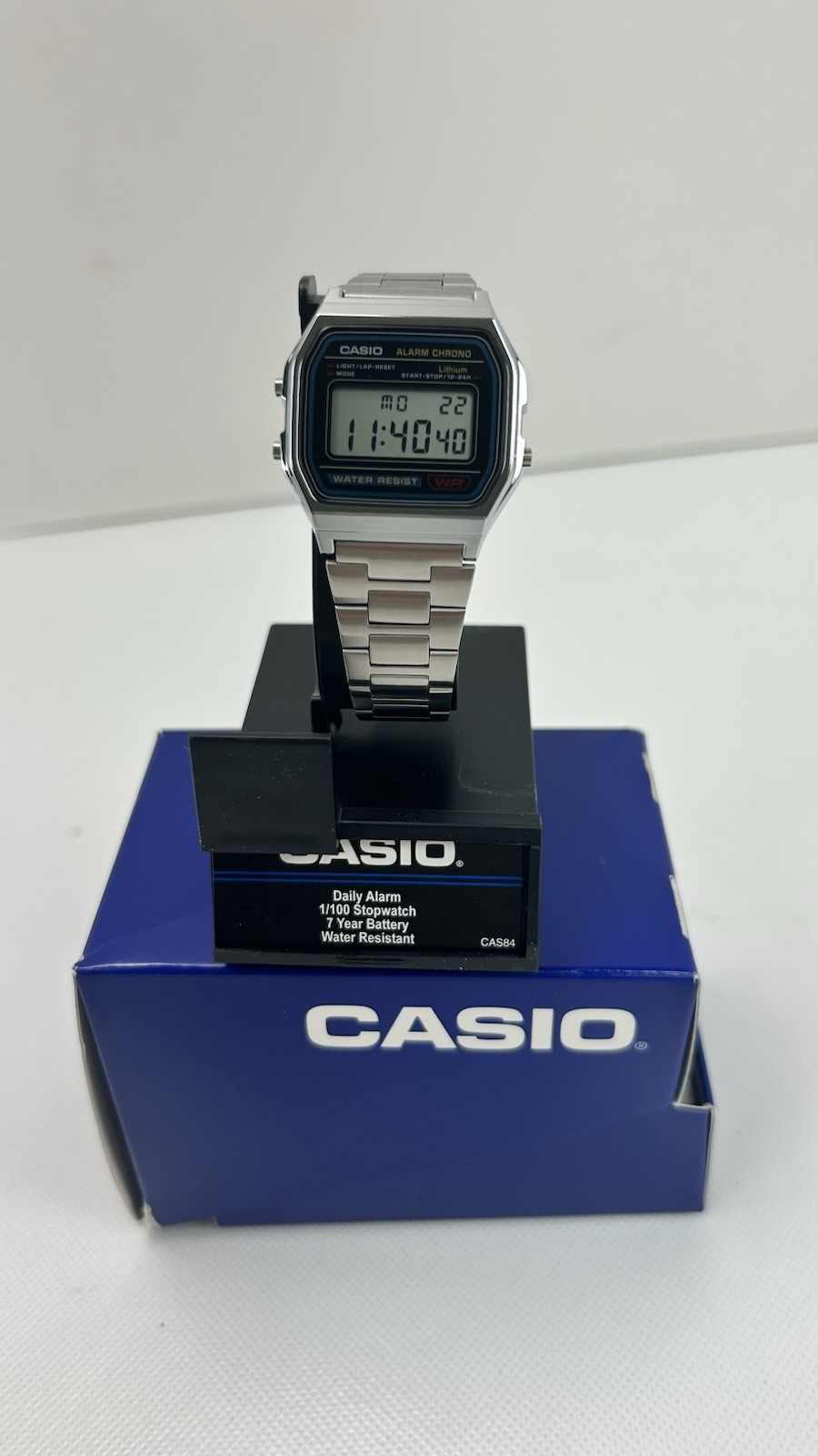 Casio A158WA-1, Classic Digital Watch, Chronograph, Alarm, Date, 7 Year Battery