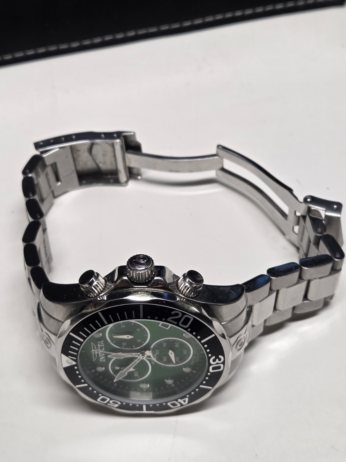 Invicta Pro Diver Men’s Green Dial Quartz Chronograph Date 40mm SS 100m